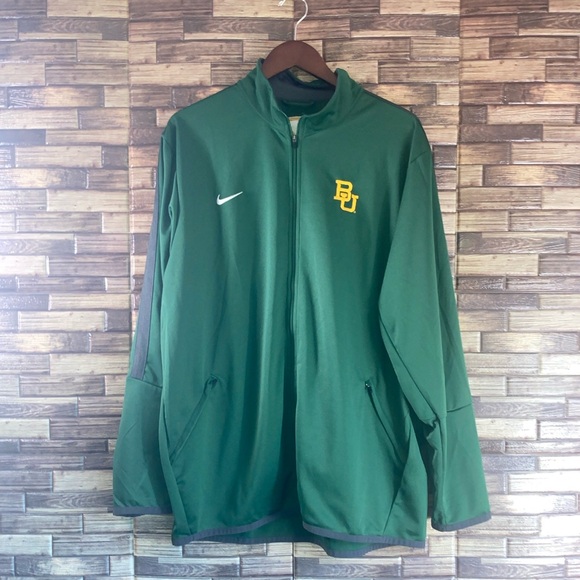 Mens EUC Nike 2XL Green Zip Up Light Baylor University Jacket - Picture 1 of 9